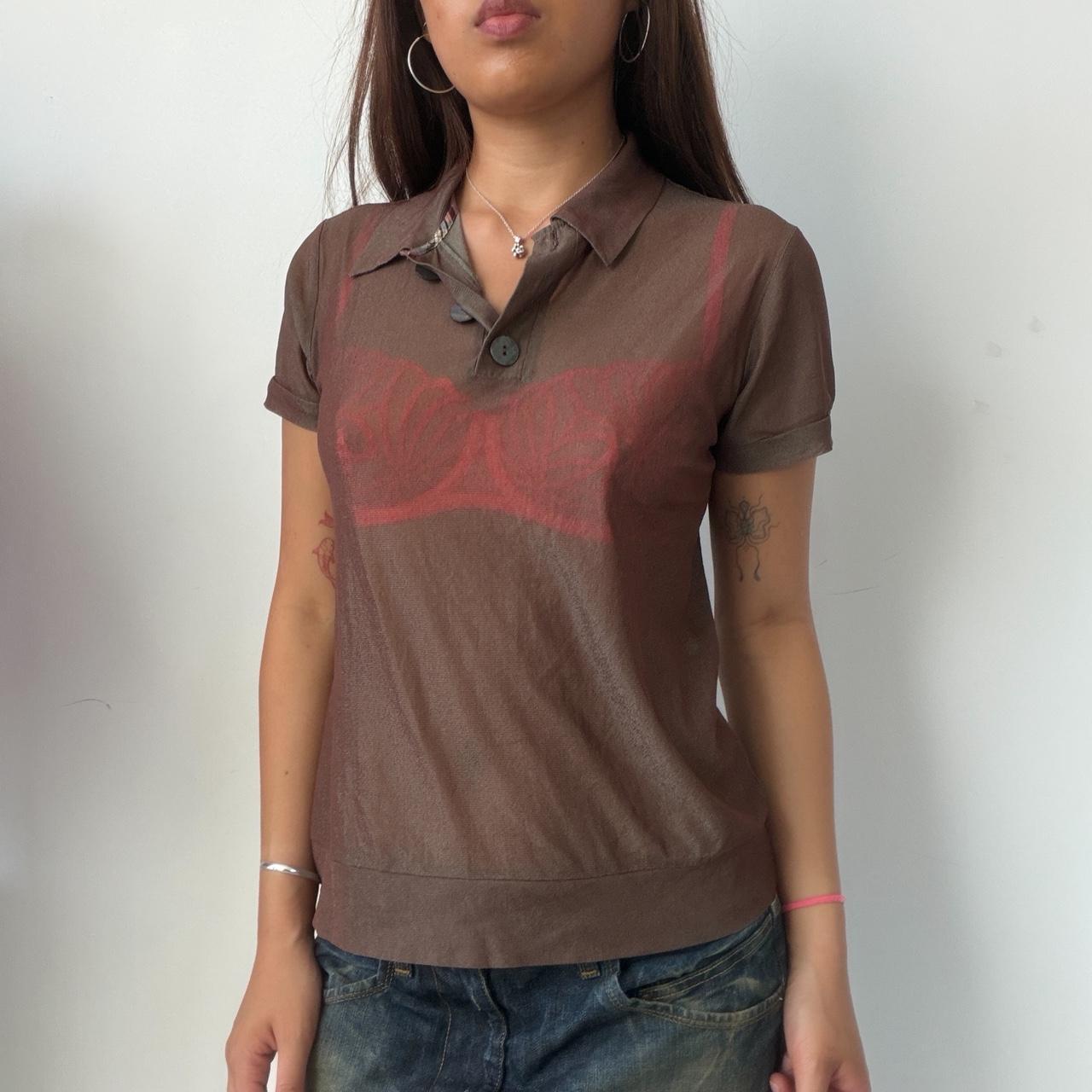 Vintage Brown Sheer Cop Copine Top