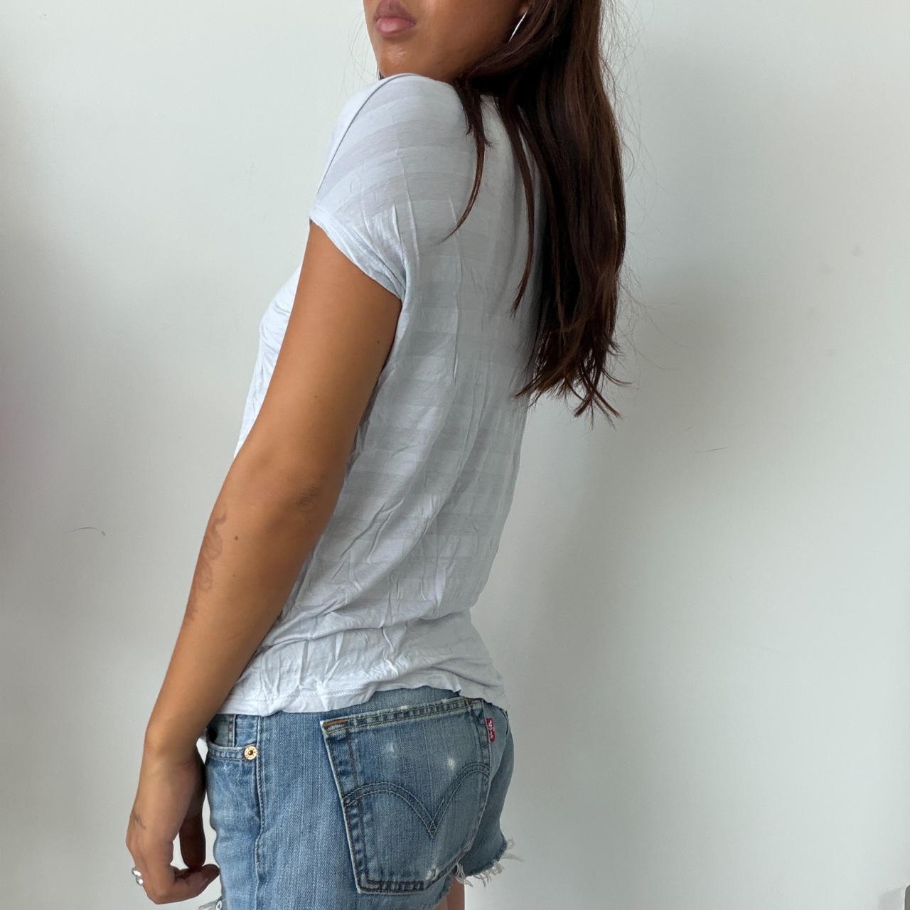 Vintage Baby Blue Striped Top