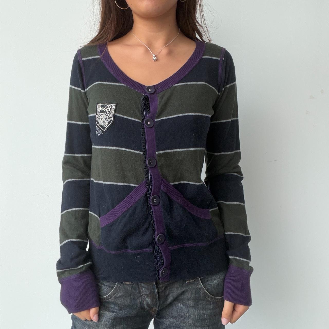 Vintage Navy Purple Stripe Cardigan