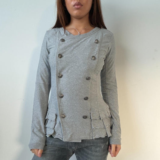 Vintage Grey Double Breasted Jumper