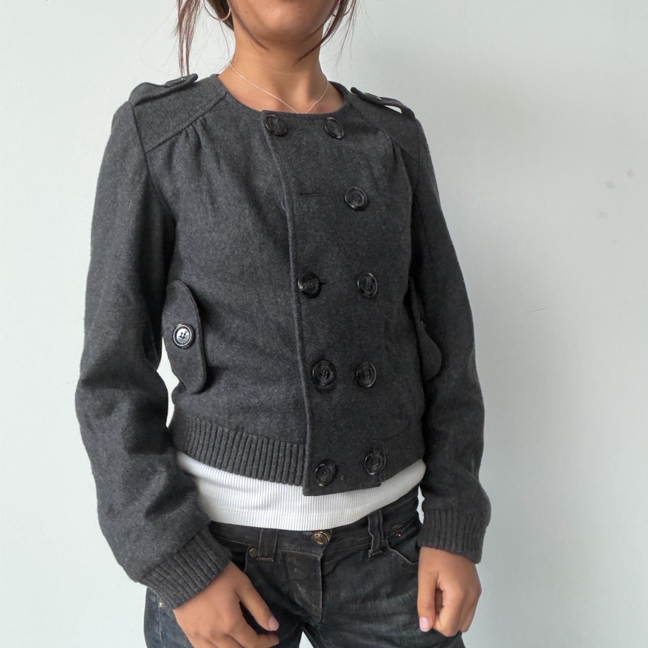 Vintage Grey Double-Breasted Wool Jacket