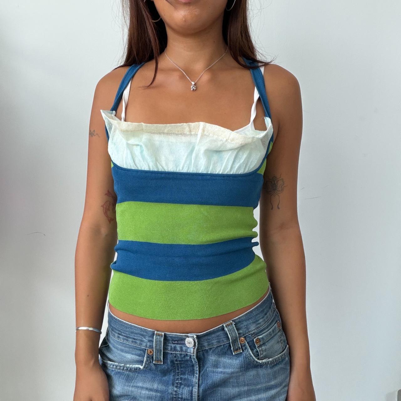 Vintage Green and Blue Top