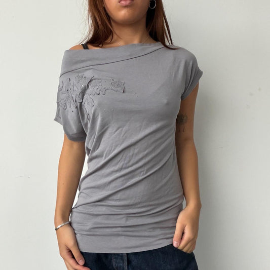 Vintage Grey Cop Copine Floral Top