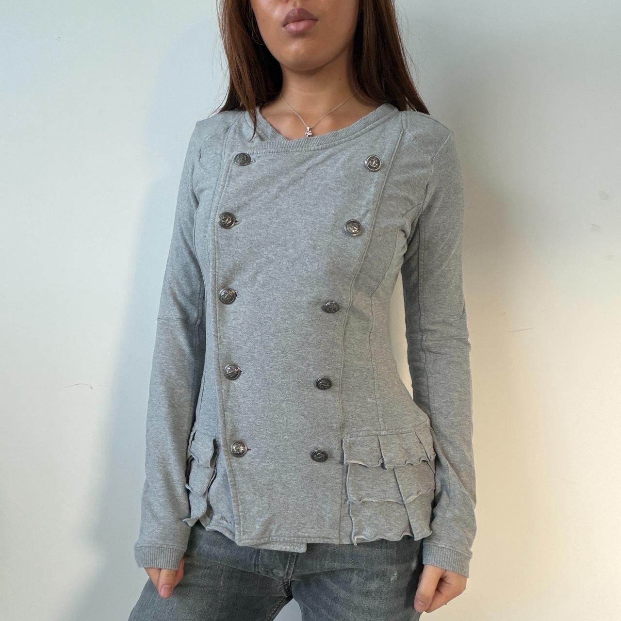 Vintage Grey Double Breasted Jumper