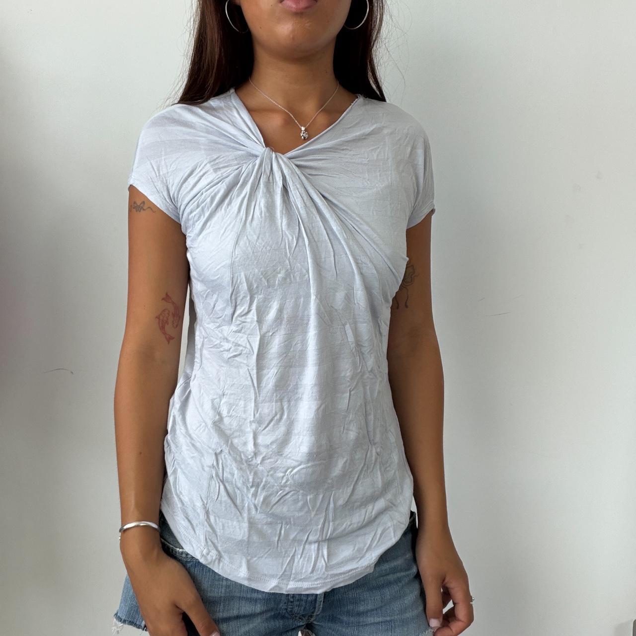 Vintage Baby Blue Striped Top