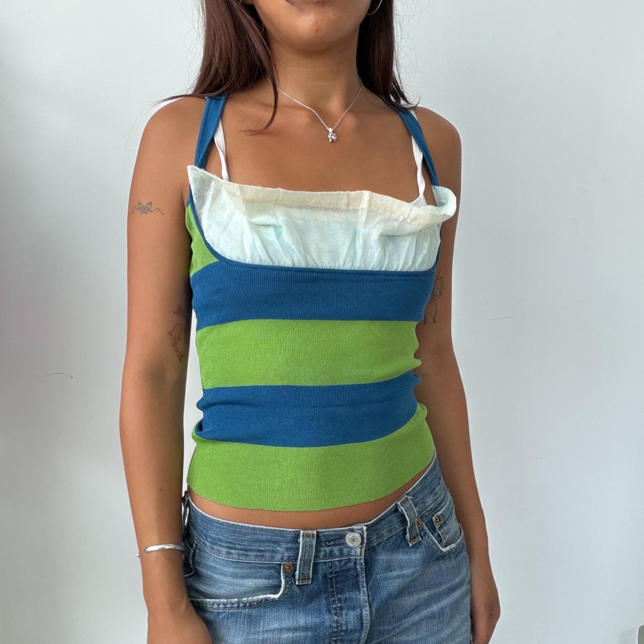 Vintage Green and Blue Top