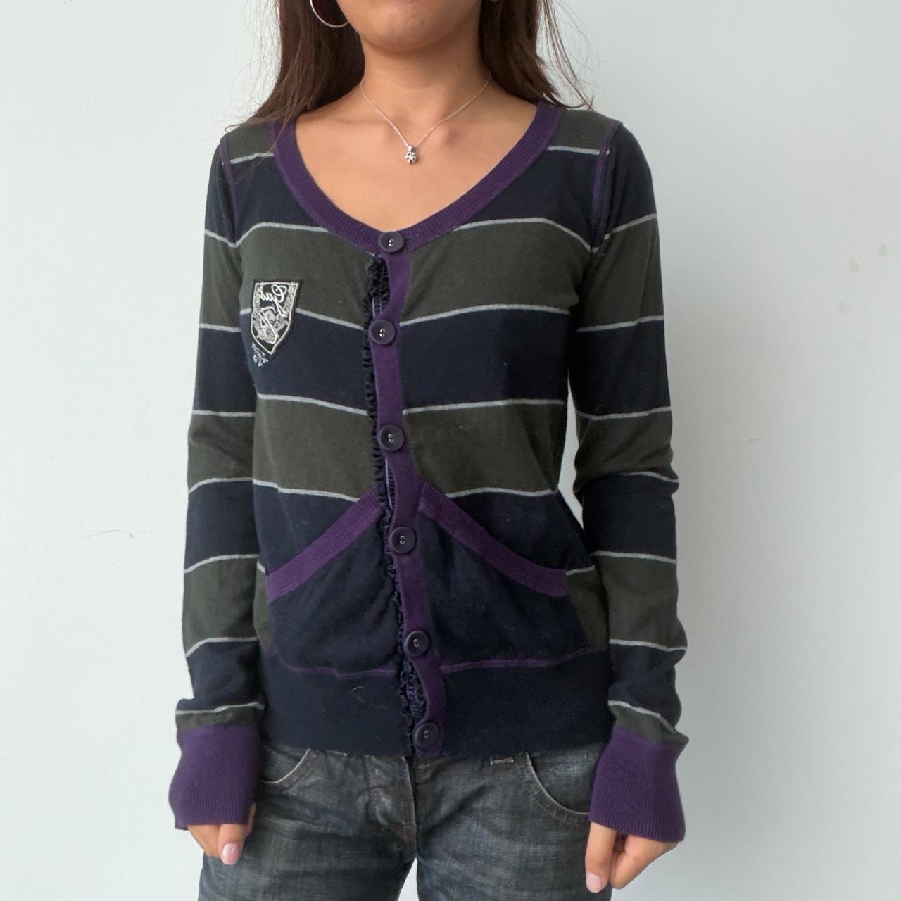Vintage Navy Purple Stripe Cardigan