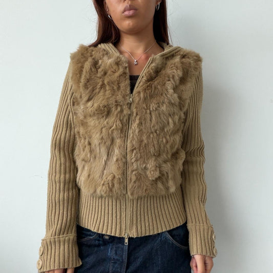 Vintage Brown Faux Fur Hoodie