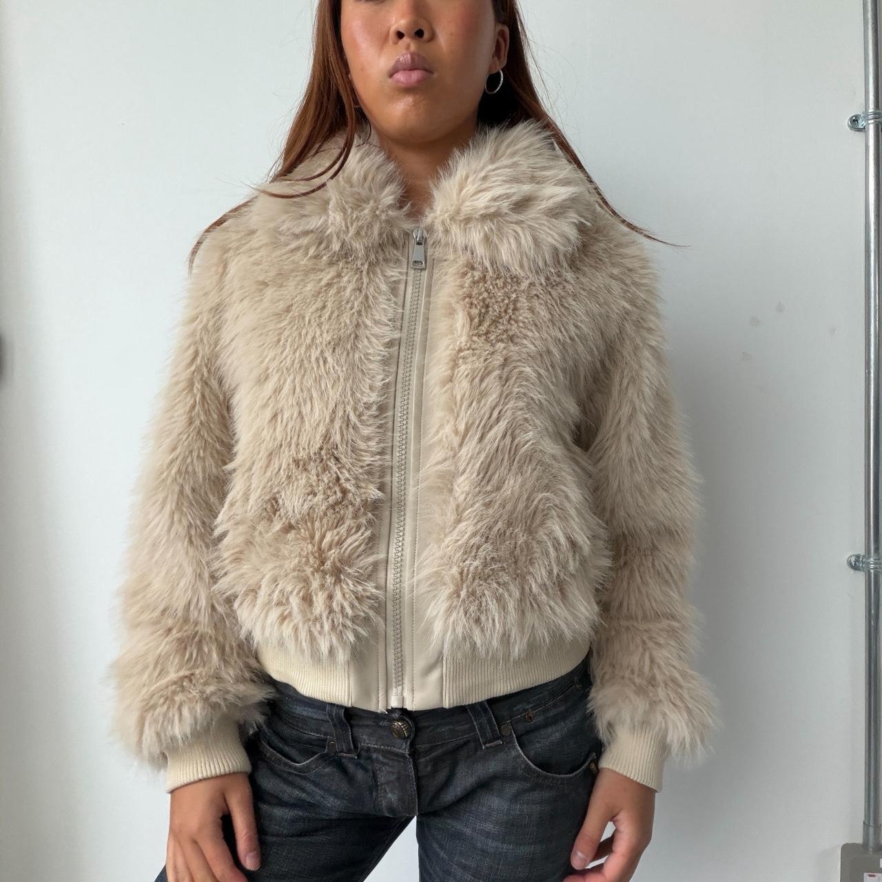 Vintage Cream Fur Zip Up