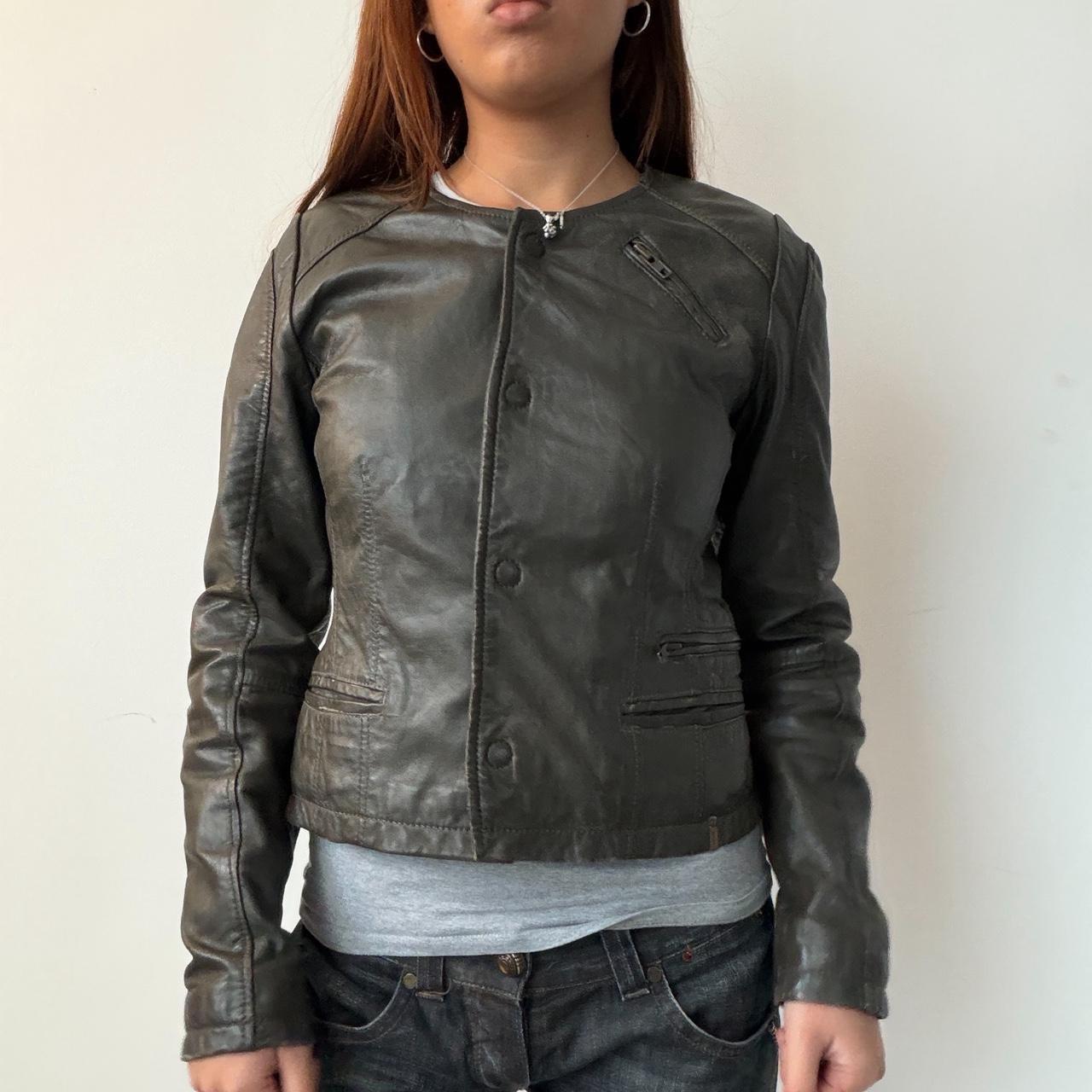 Vintage Leather Button Up Jacket