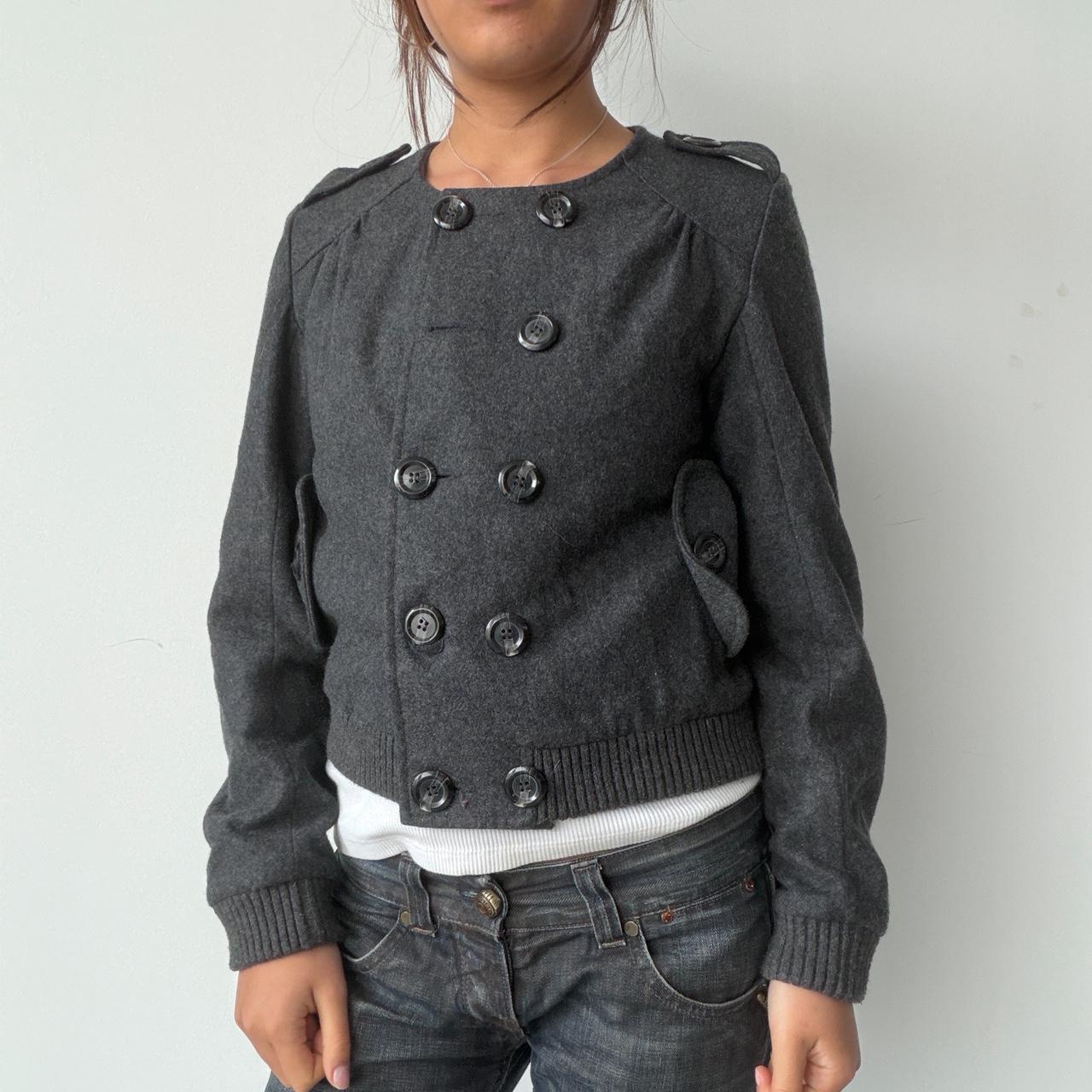 Vintage Grey Double-Breasted Wool Jacket