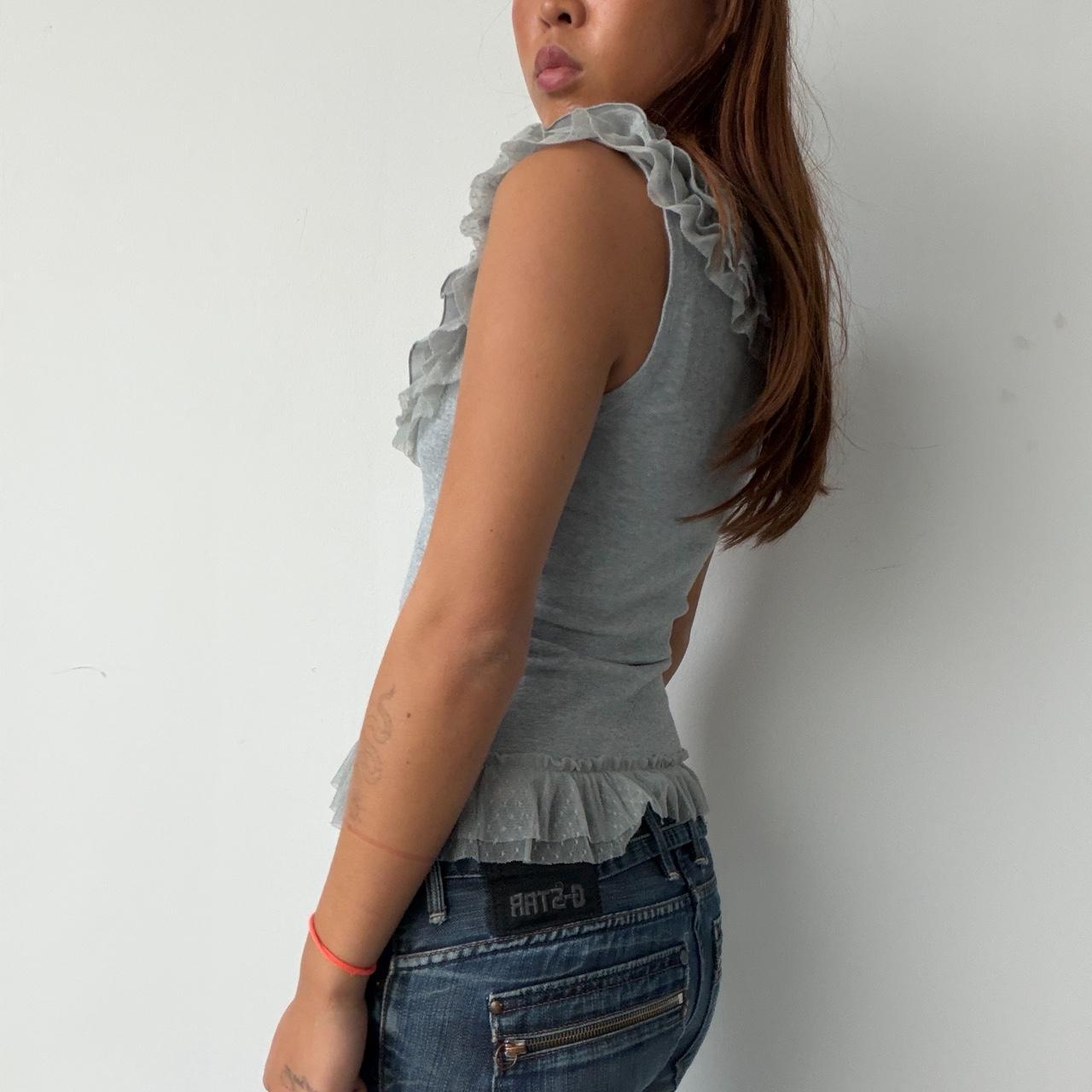 Vintage Grey Ruffle Top