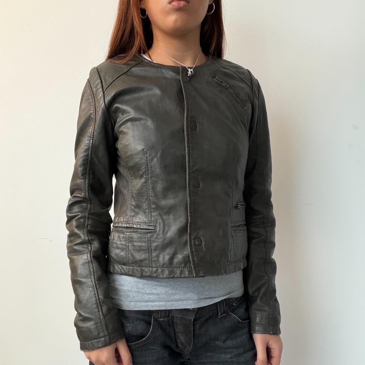 Vintage Leather Button Up Jacket