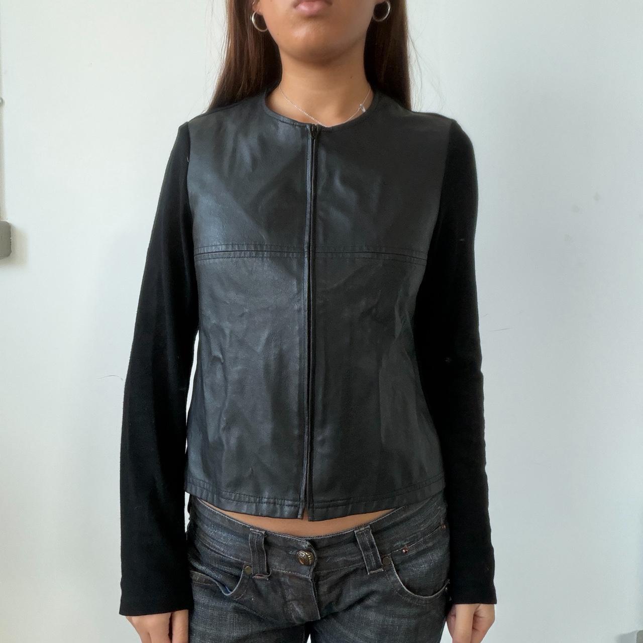 Vintage Black Leather Zip Up