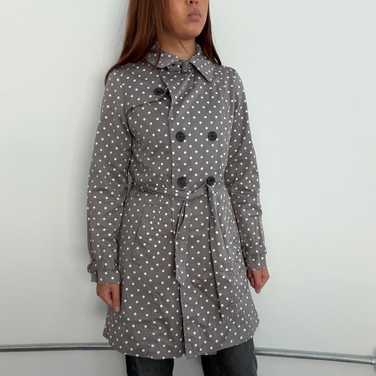 Vintage Grey Pola Dot Trench Coat