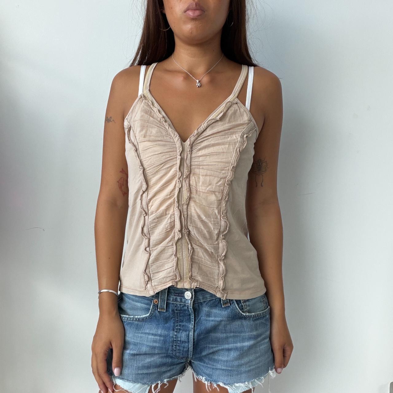 Vintage Beige Ruched Top