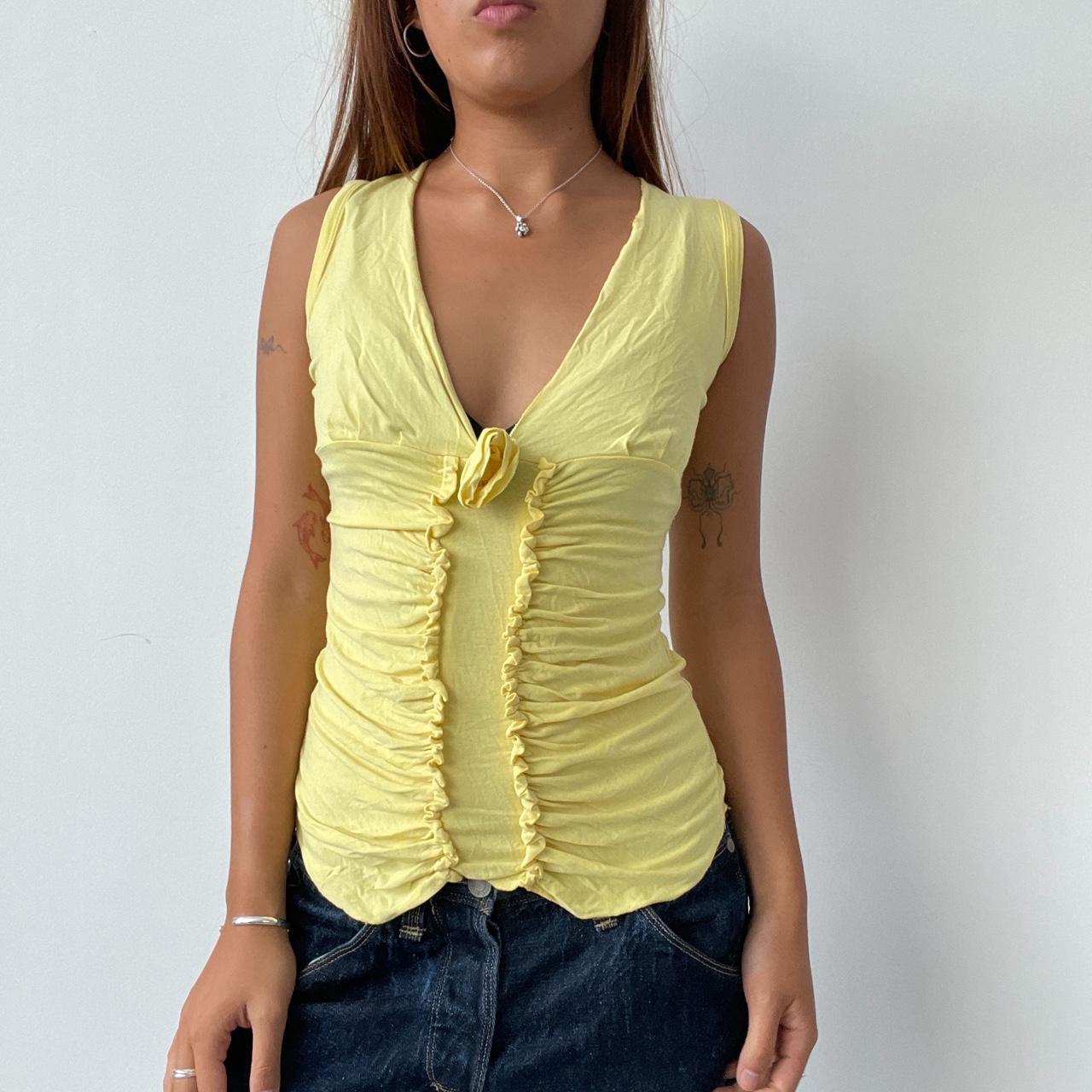 Vintage Yellow Ruched Top