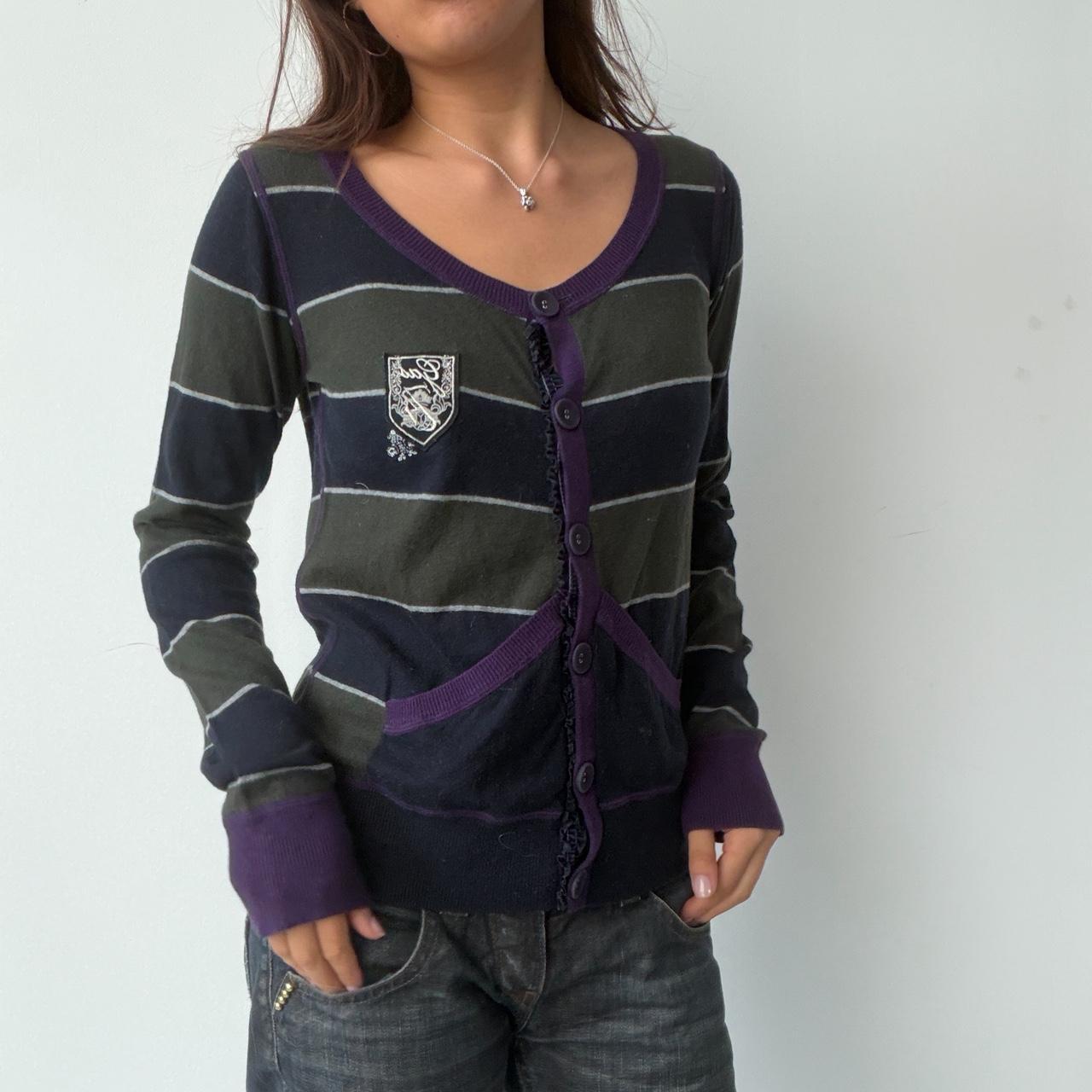 Vintage Navy Purple Stripe Cardigan