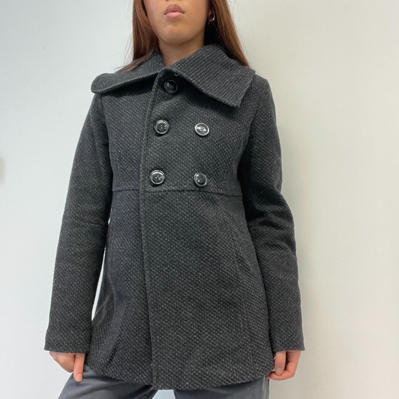 Grey Detailed Asymmetric Peacoat