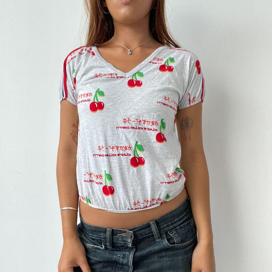 Vintage Grey V neck Graphic Top