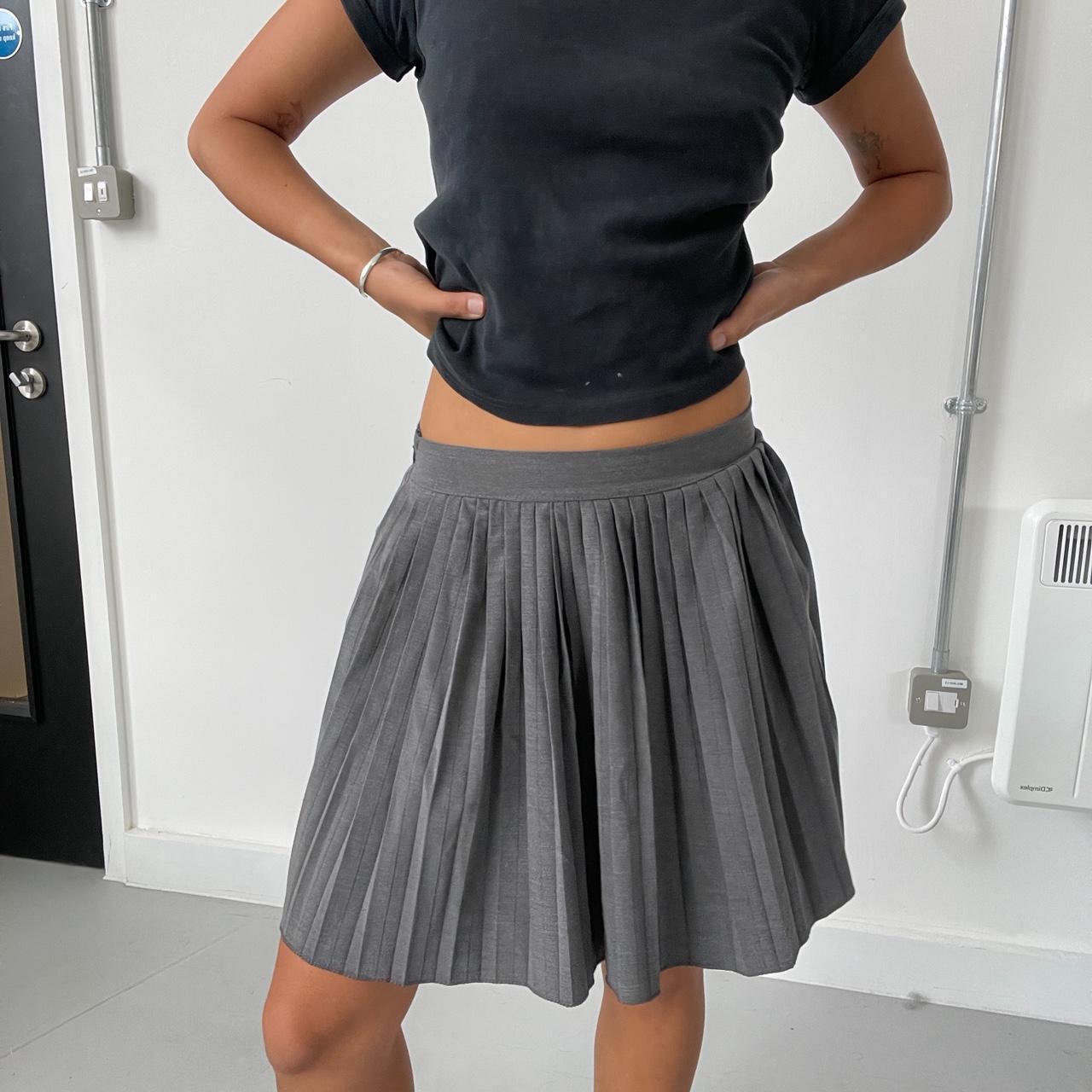 Vintage Grey Pleated Mini Skirt