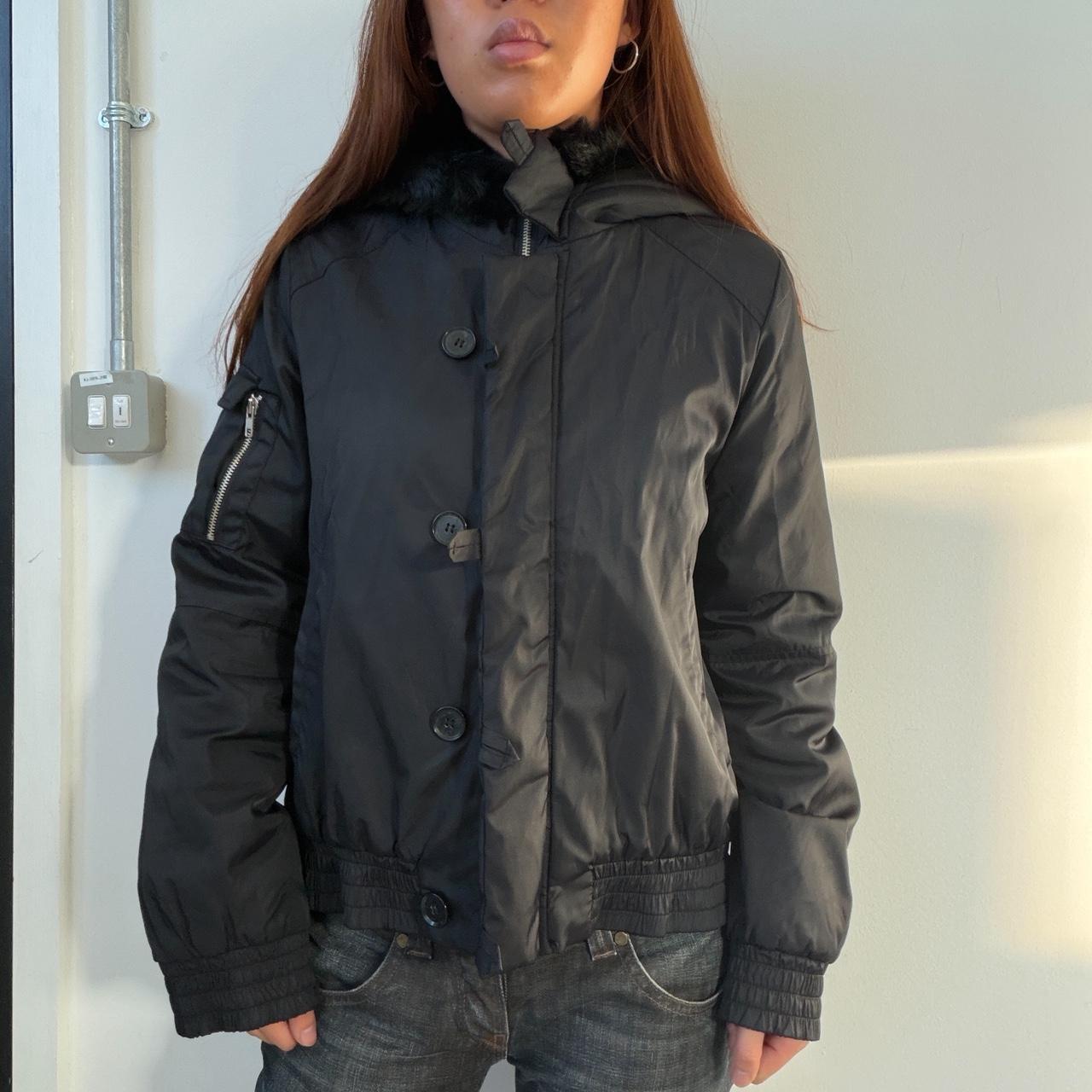 Vintage Black Hooded Puffer Jacket