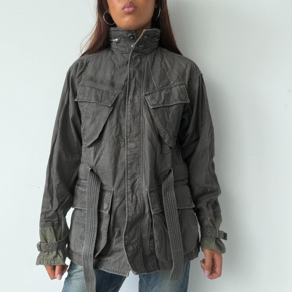 Vintage Dark Khaki Utility Jacket