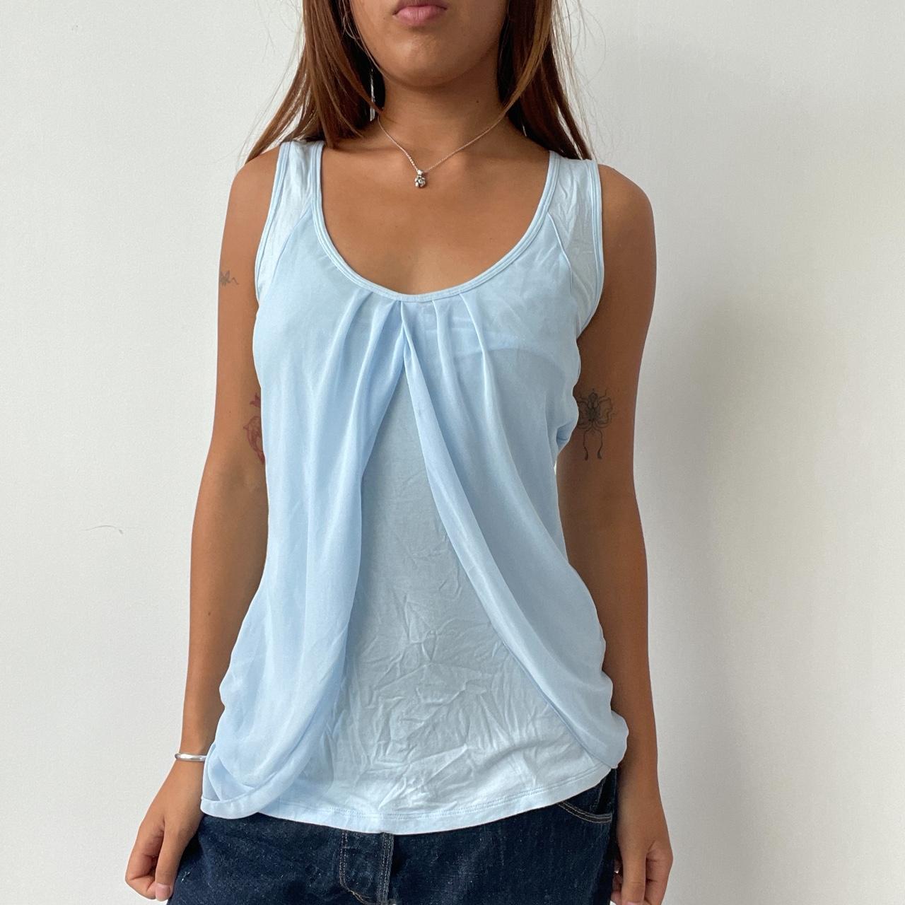 Vintage Baby Blue Sheer Overlay Top