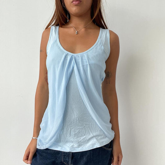 Vintage Baby Blue Sheer Overlay Top