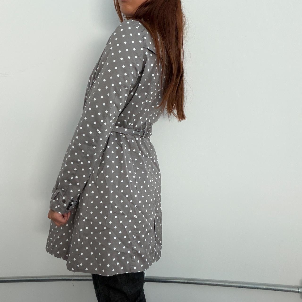 Vintage Grey Pola Dot Trench Coat