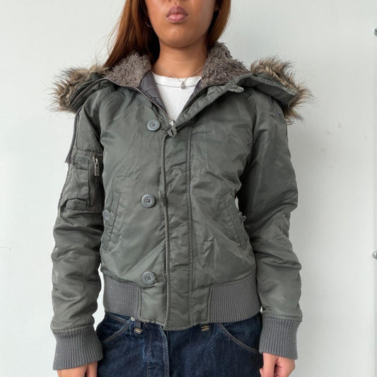 Vintage Grey Zip Up Jacket