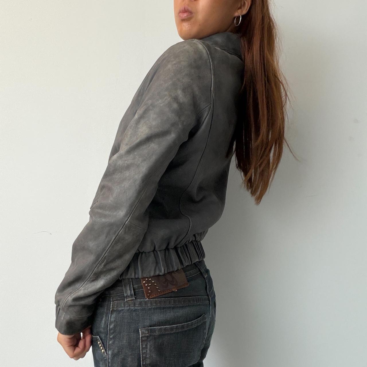 Vintage Grey Leather Jacket