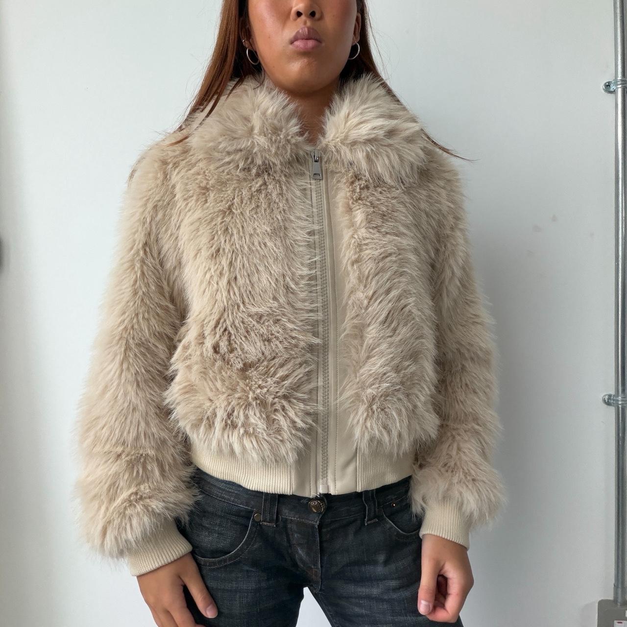 Vintage Cream Fur Zip Up