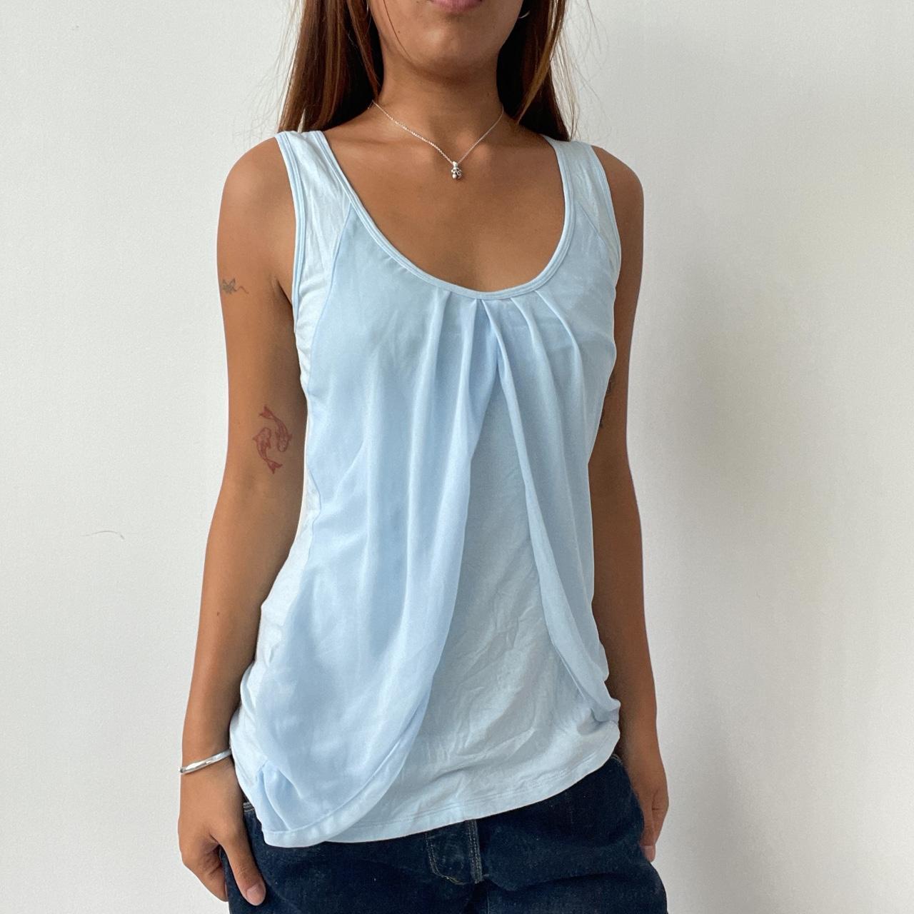 Vintage Baby Blue Sheer Overlay Top