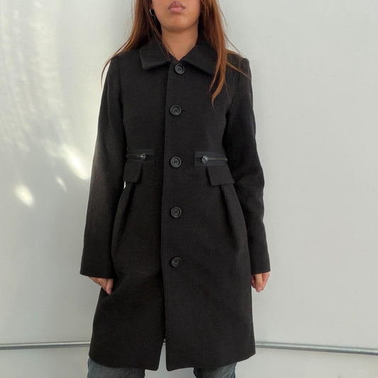 Vintage Black Cop Copine Wool Coat