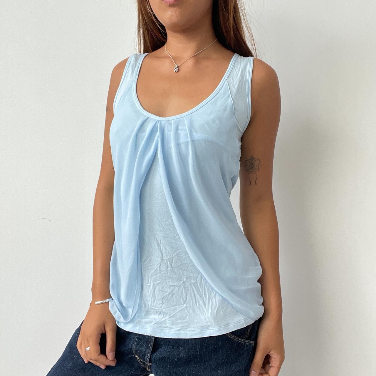 Vintage Baby Blue Sheer Overlay Top