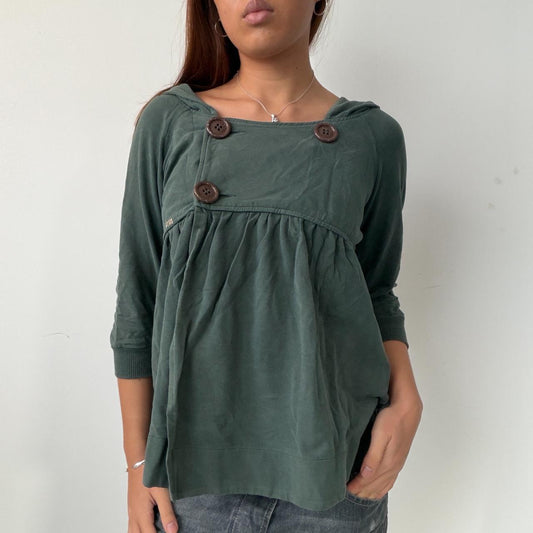 Vintage Green Miss Sixty Hooded Swing Jumper