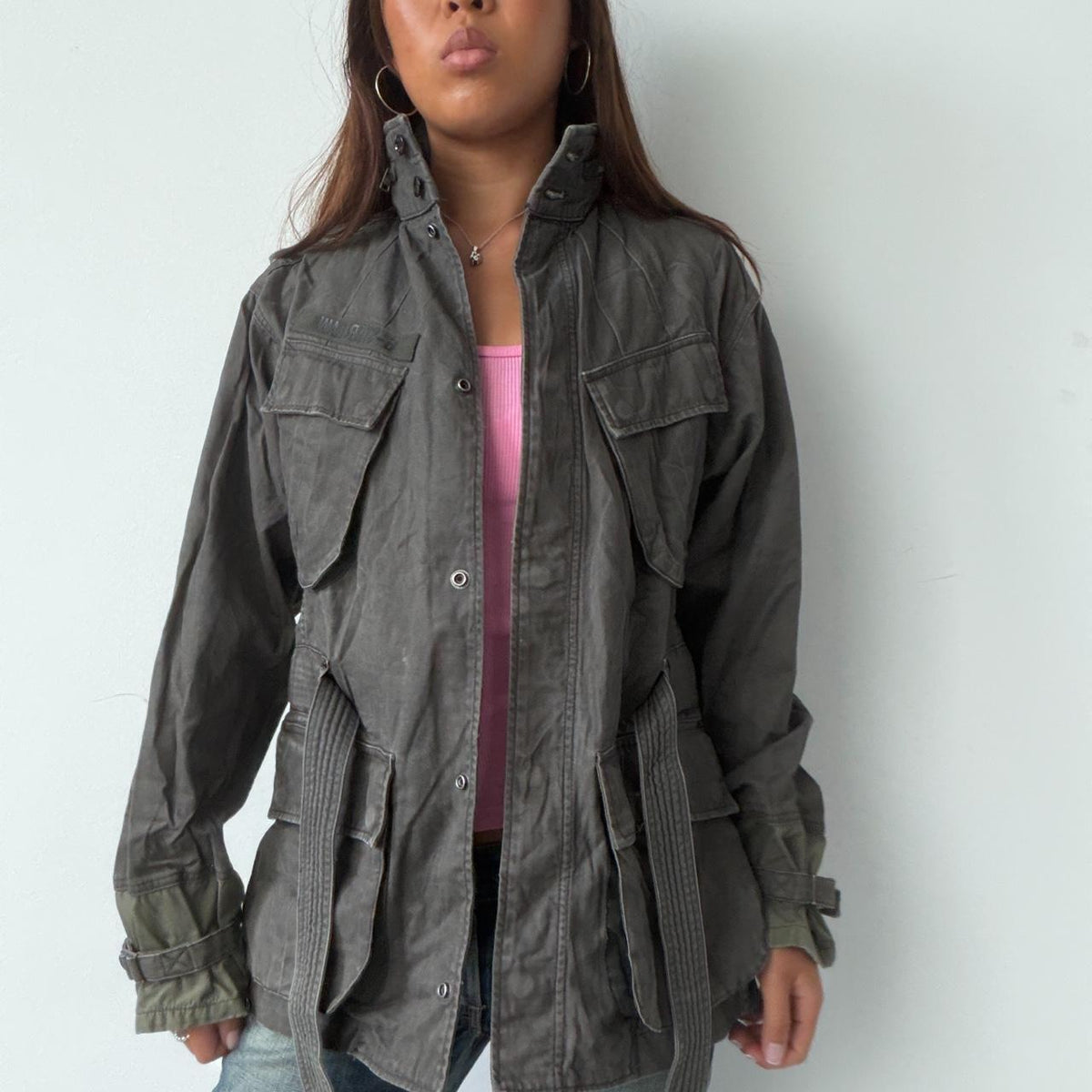 Vintage Dark Khaki Utility Jacket
