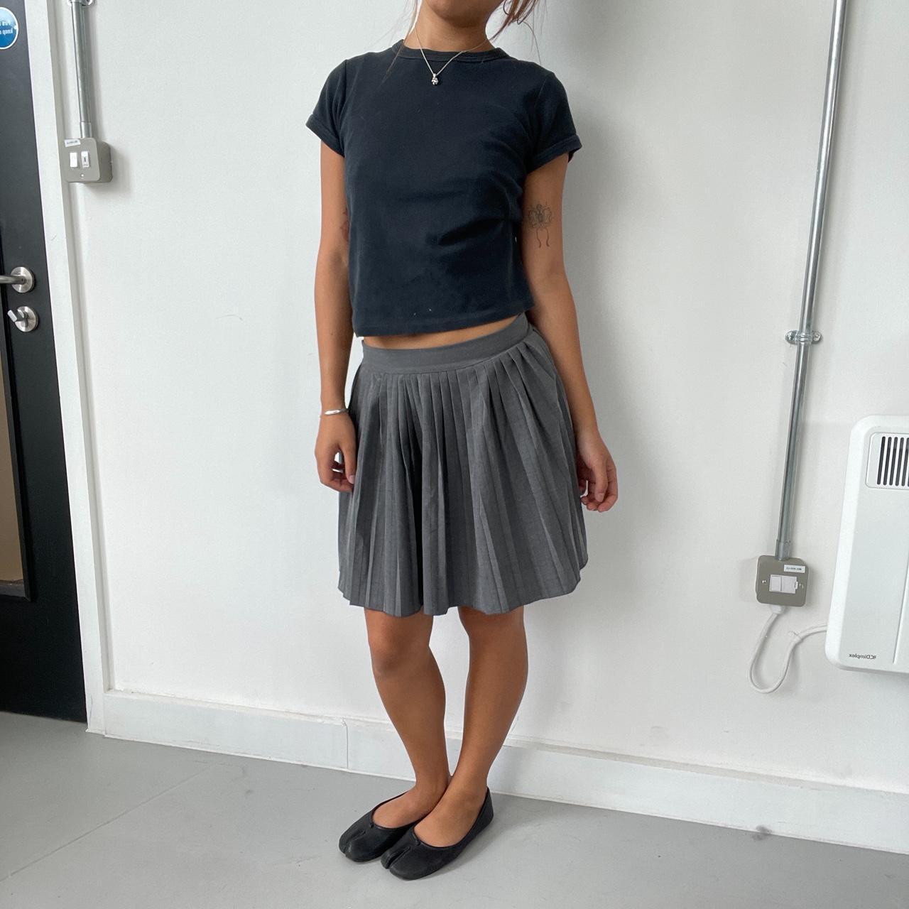Vintage Grey Pleated Mini Skirt