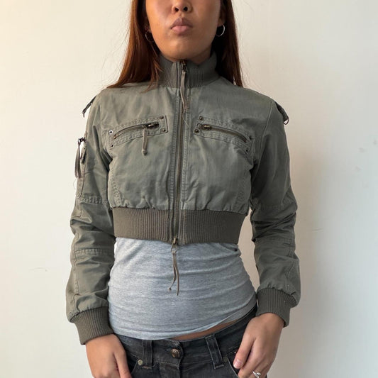 Vintage Khaki Cropped Jacket