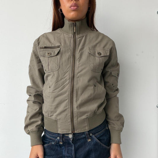 Vintage Khaki Zip Up