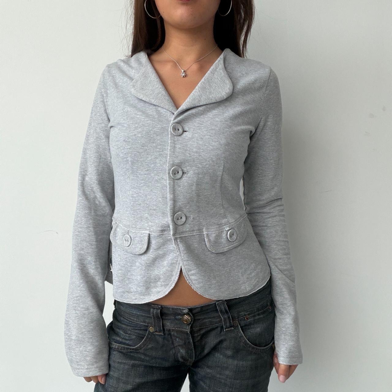 Vintage Grey Button Blazer