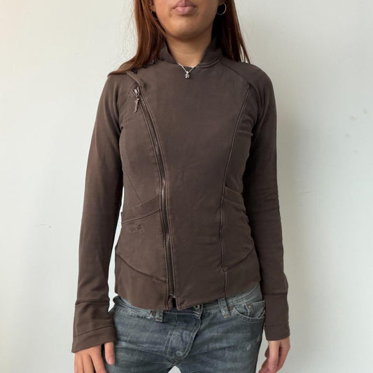 Vintage Brown Zip Up Jumper