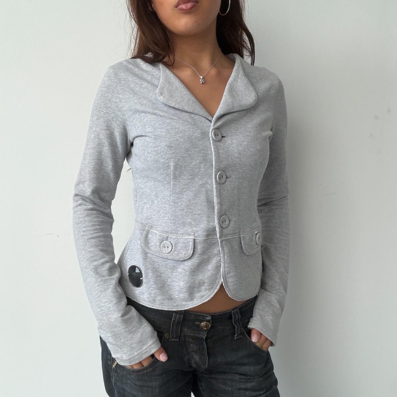 Vintage Grey Button Blazer
