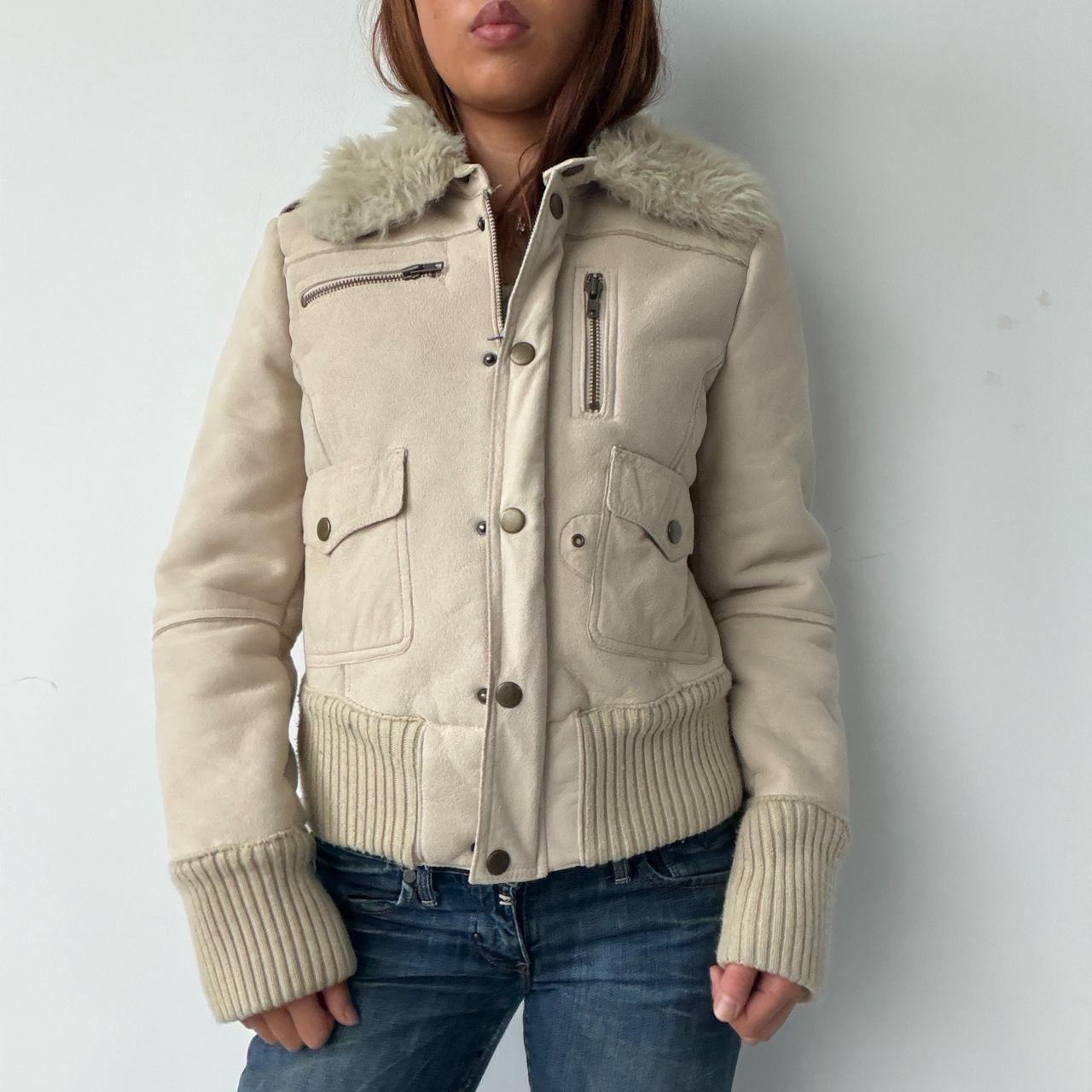 Vintage Beige Suede Zip Up