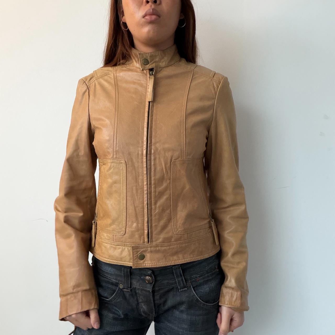Vintage Beige Leather Jacket