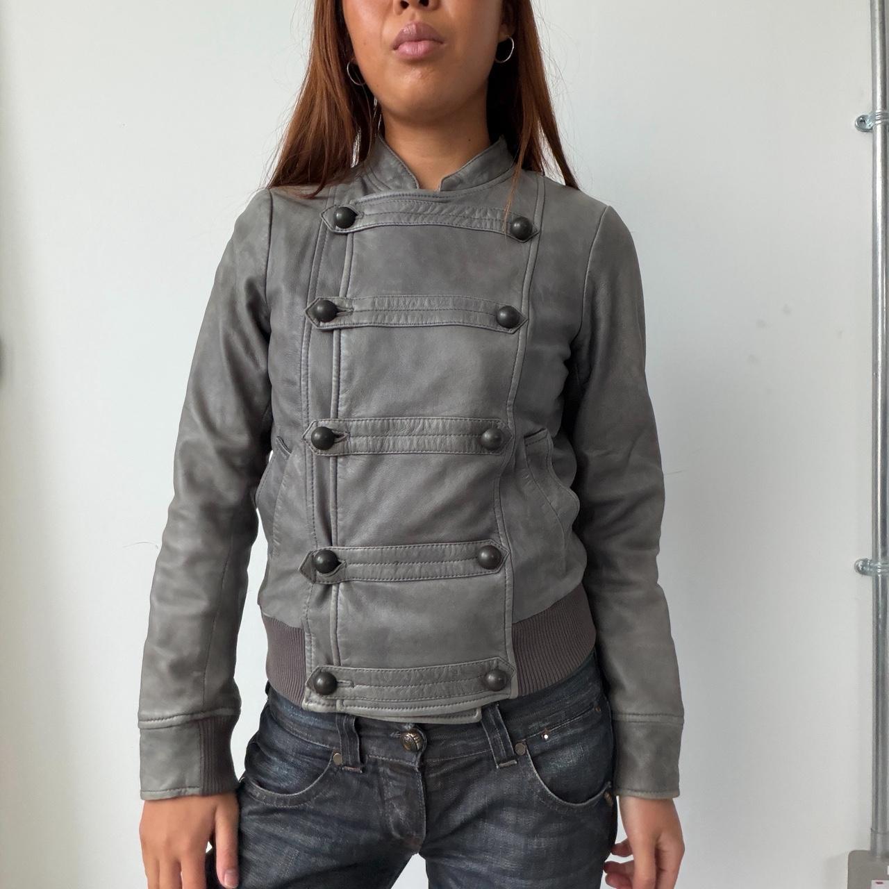 Vintage Grey Comptoir Des Cotoinners Leather Jacket