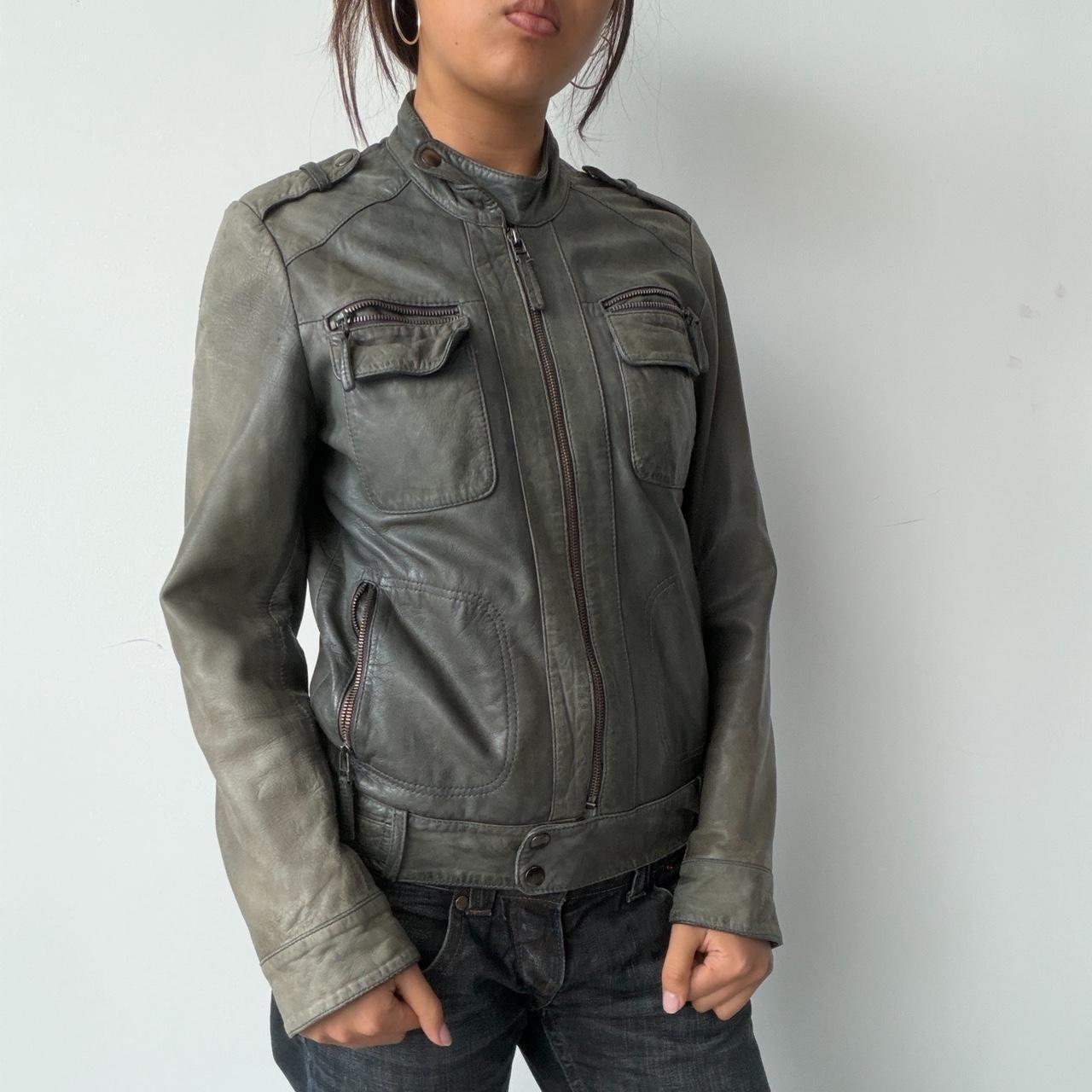 Vintage Grey Leather Jacket