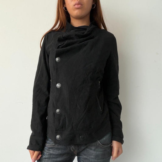 Vintage Black Cop Copine Ruched Top