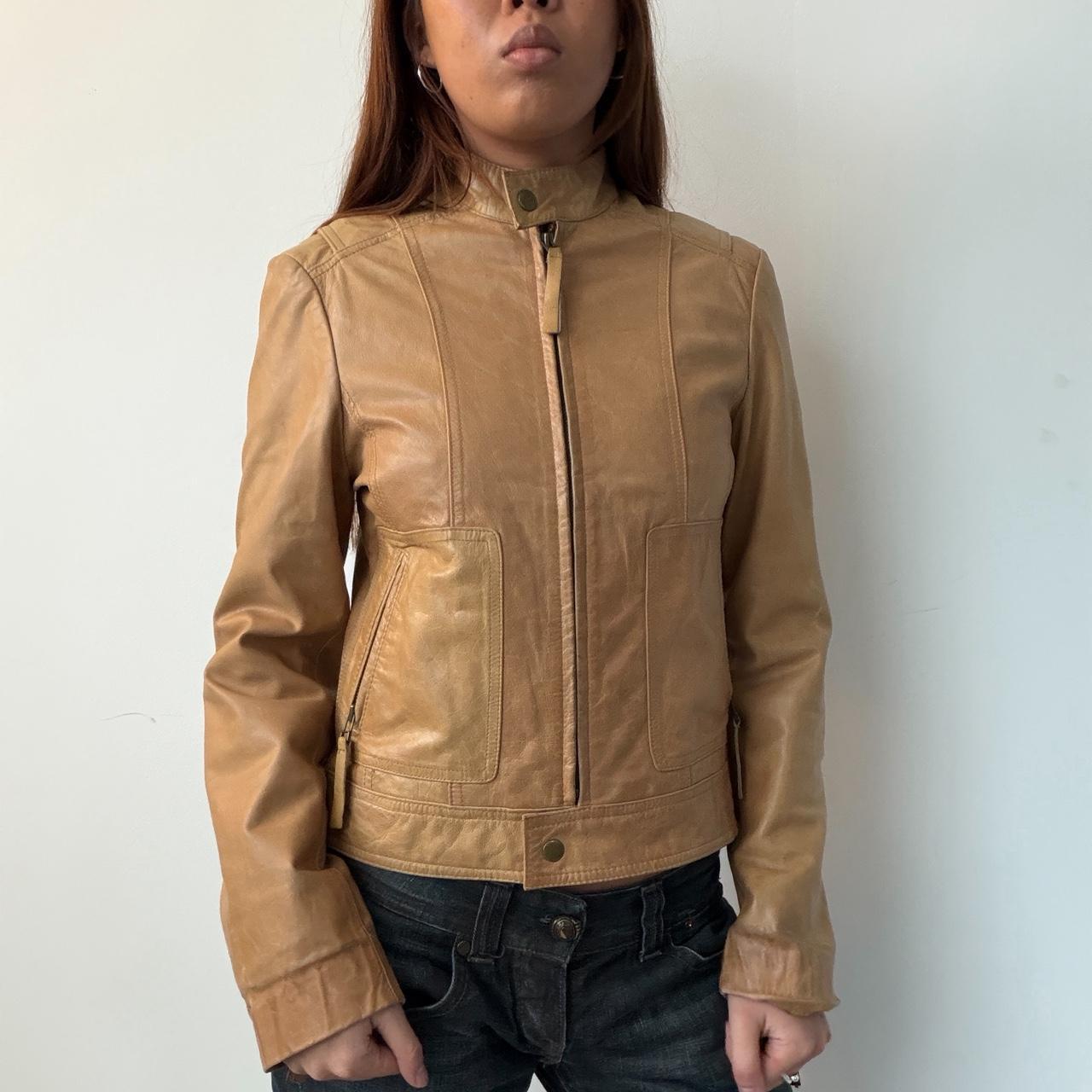 Vintage Beige Leather Jacket